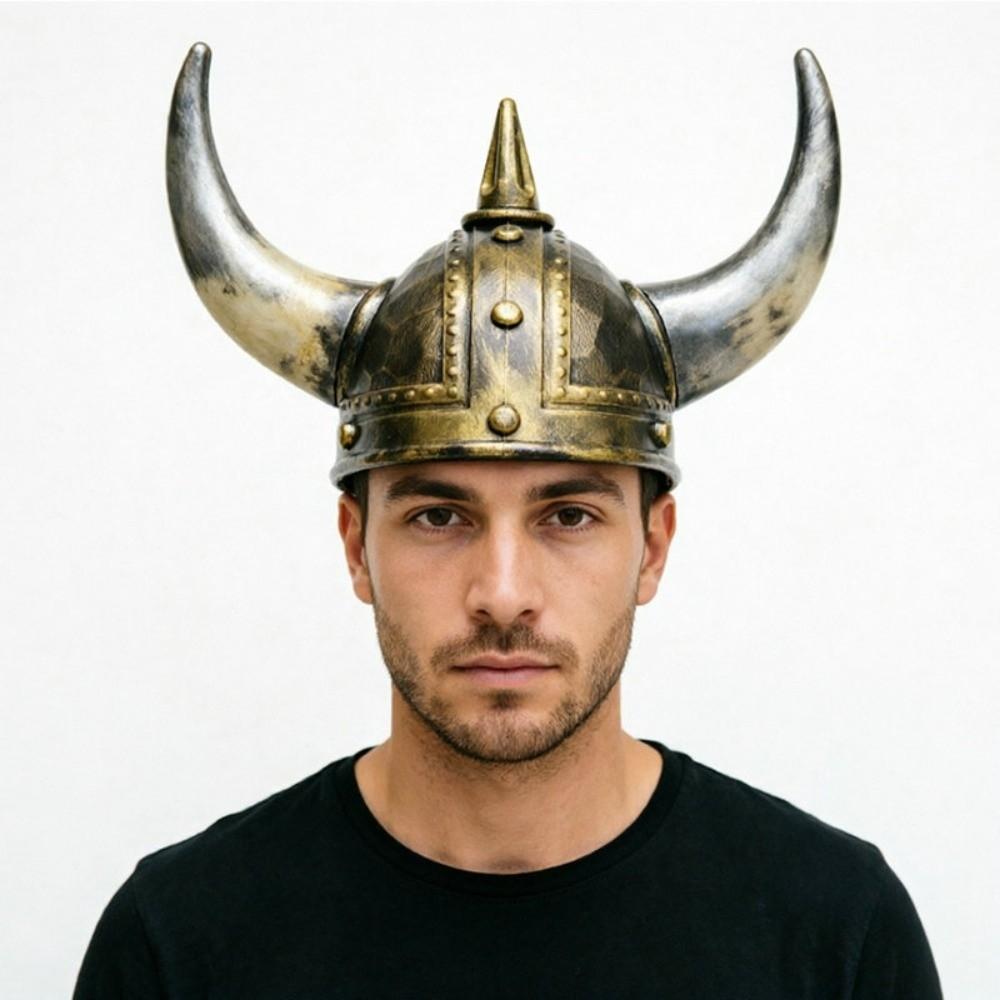 Antiqued Viking Horn Hat Helmet Halloween Cosplay Masquerade Ox Decors Cosplay Costume Prop