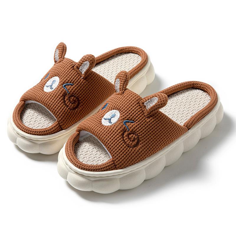 Fashion Cute Cat Couple Women Slippers Fashion Breathable Indoor House Slippers Sweat-absorbing Linen Antiskid Comfort Casual Slippers