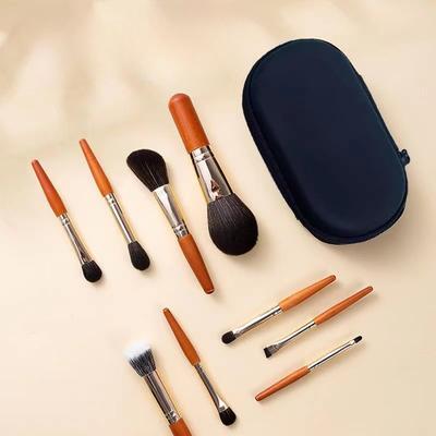 9 sztuk Mini przenośne pędzle do makijażu krótki sztyft korektor do cieni do powiek sypki proszek pędzle do retuszu początkujący podróżujący zestaw pędzli do makijażu