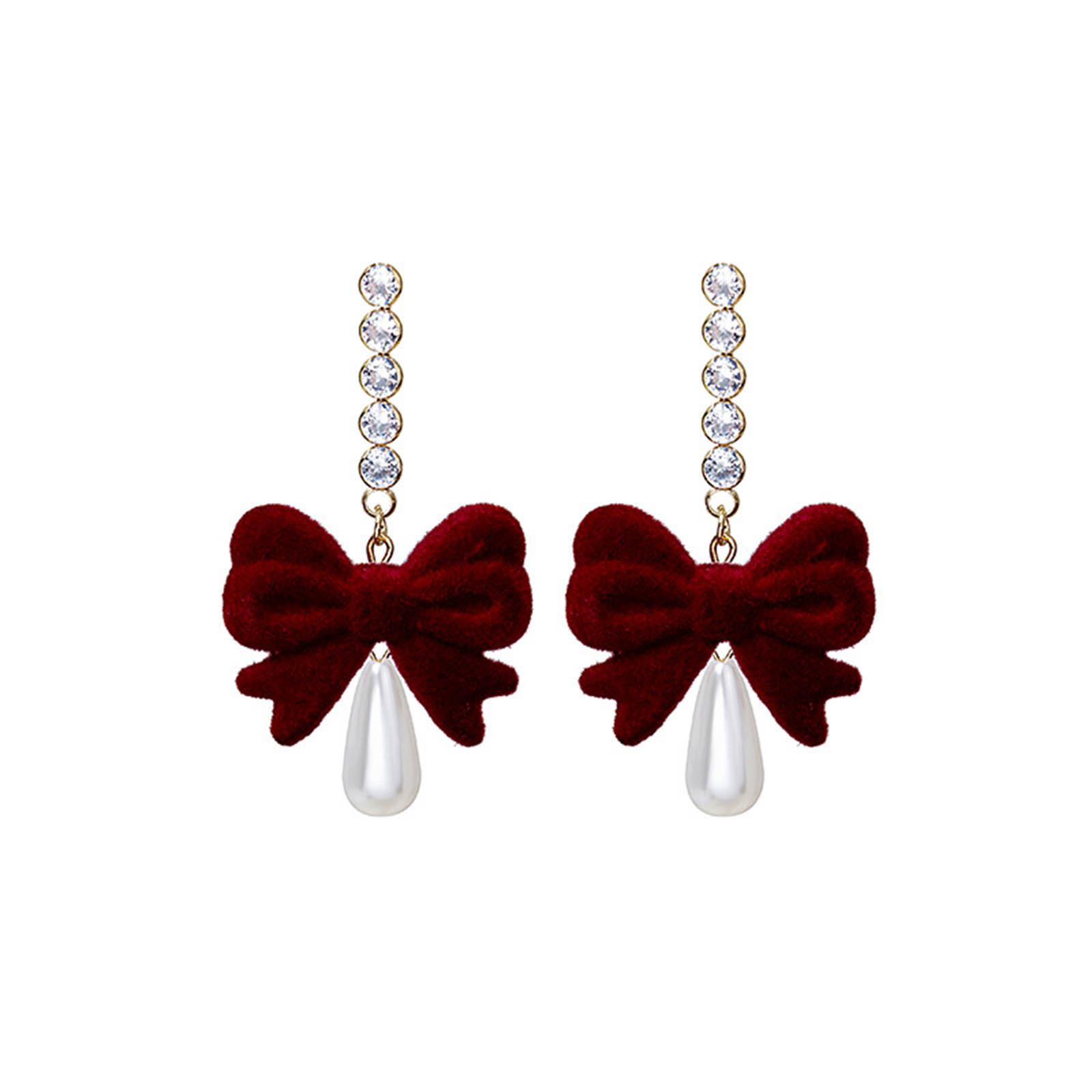 Fashion Dangle Earrings Elegant Vintage Pearl Bowknot Tassels Earrings Jewelry