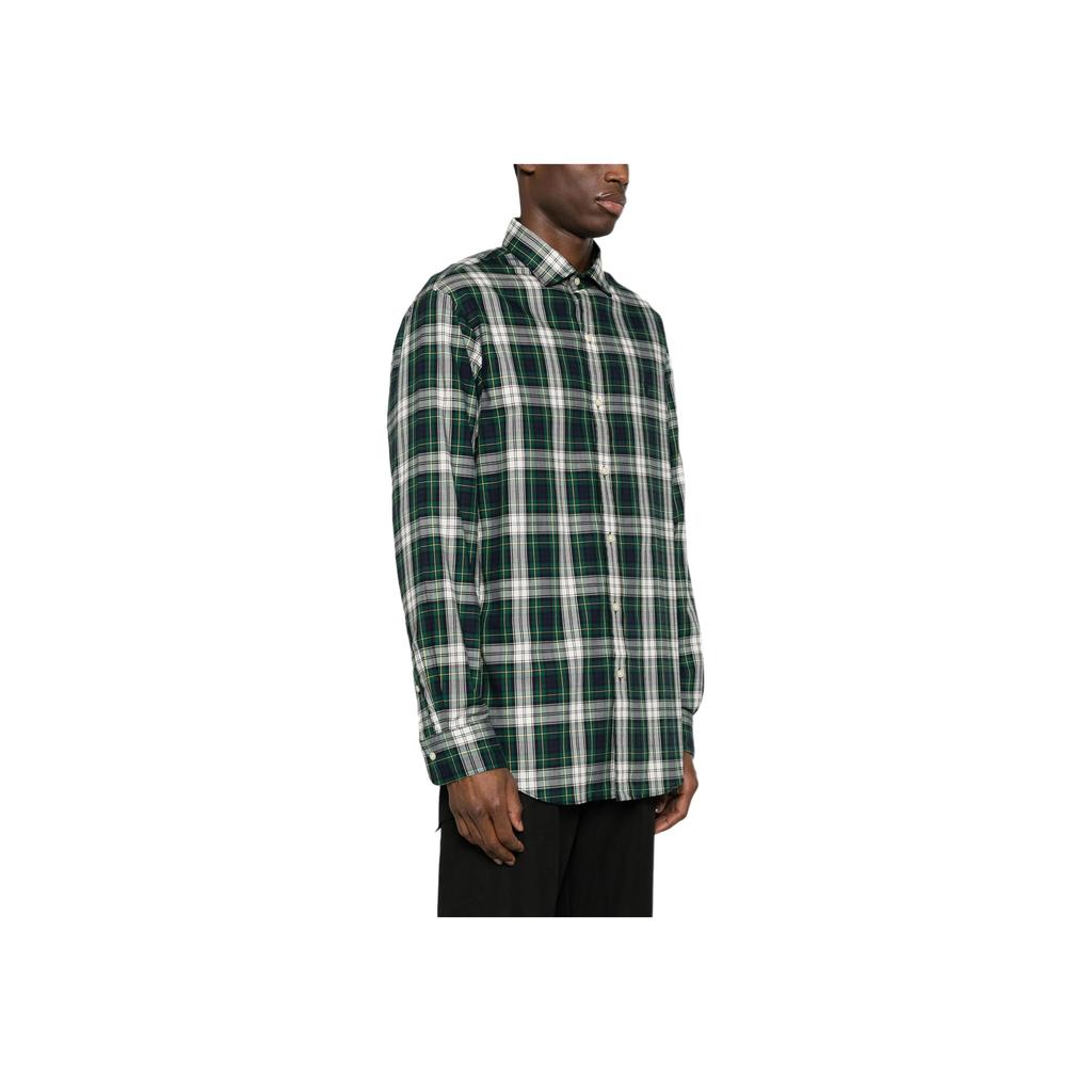 Polo Ralph Lauren Plaid Point Collar Single-Breasted Long Sleeve Shirt Men Shirts Green 710922281-001
