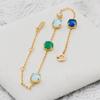 Dunlay Jewelry French Retro Niche Style S925 Silver Plated with 14k Gold Chrysoprase + White Shell Bracelet