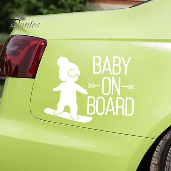 16x12cm BABY AAN BOORD Snowboard Waterdichte Auto Styling Raamsticker Decal