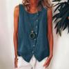 Damen Boho Locker Übergröße Diagonal Knopf Ärmellos Hemd Tanktop