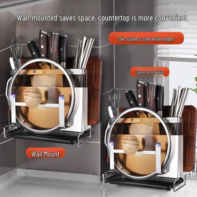 miflame 304 Stainless Steel Multifunction Knife and Chopping Board Holder