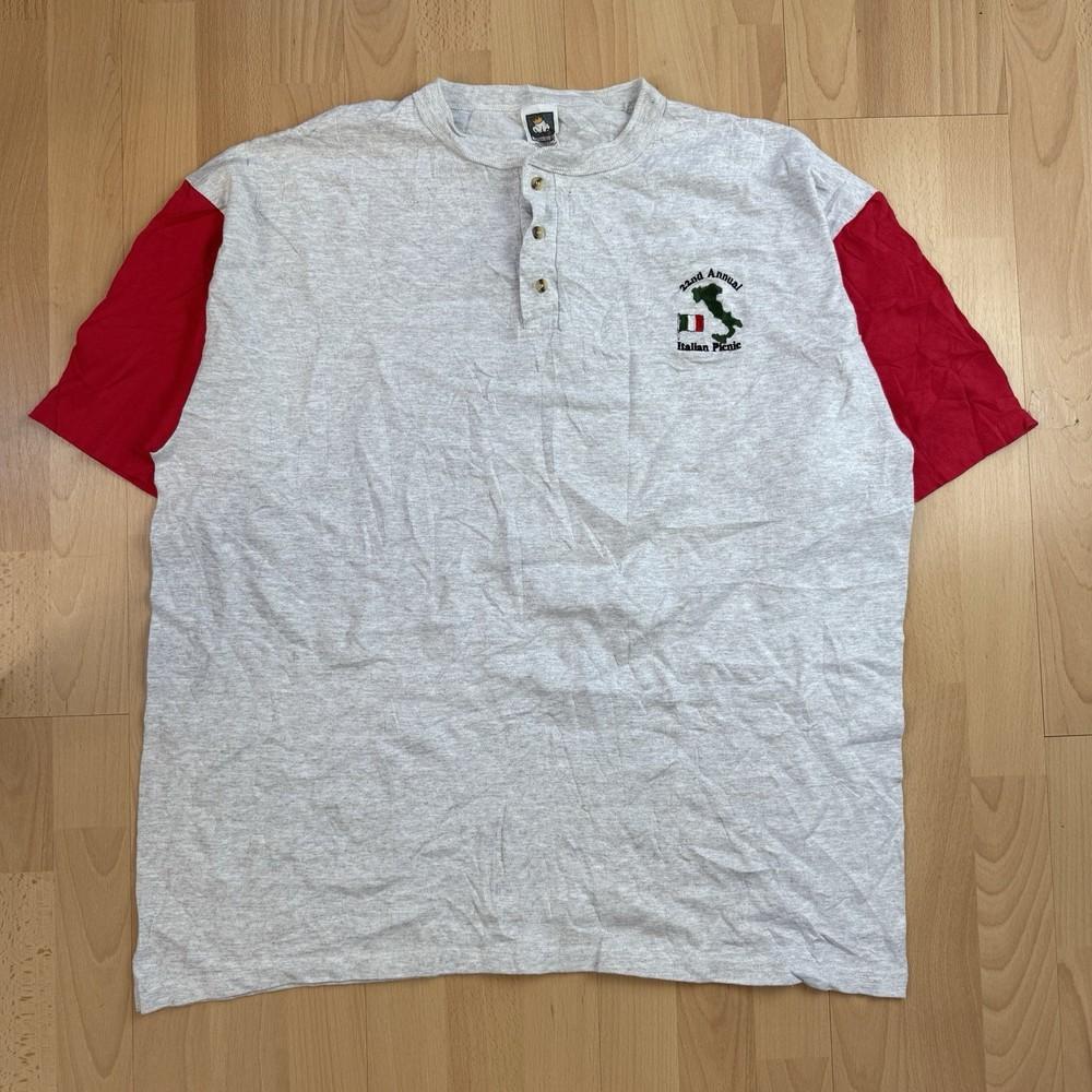 

Vintage 90s Italian Picnic Henley T Shirt Unisex T-Shirt L