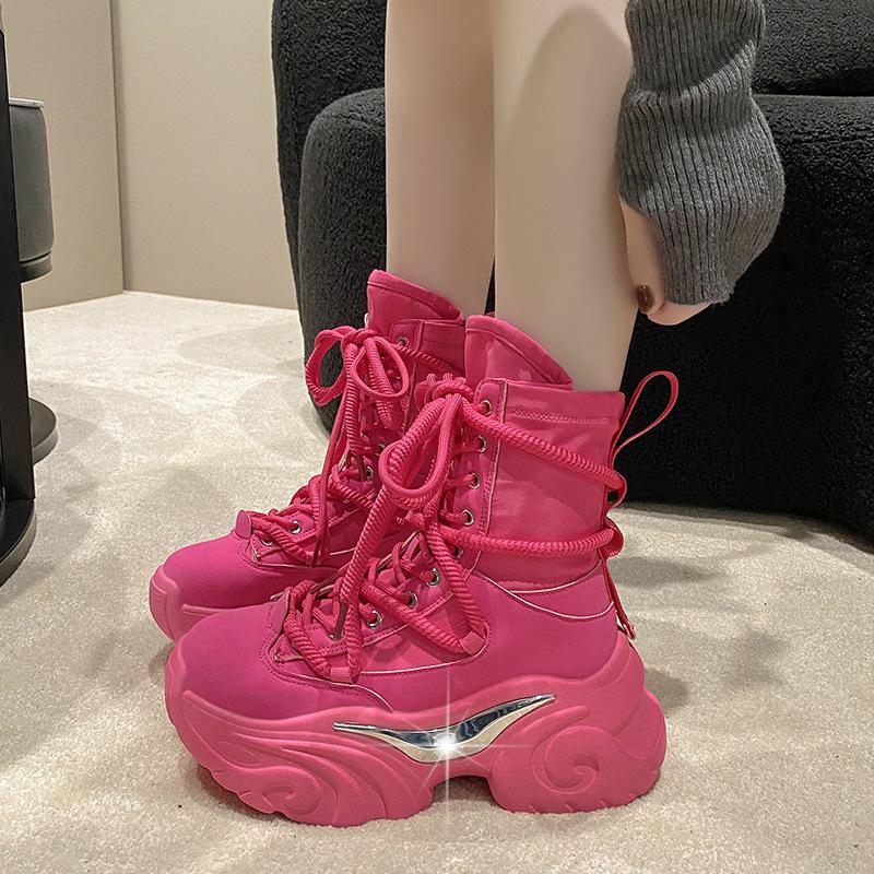 

Platform boots women autumn winter popular new motorcycle boots women s boots cartoon women s high top ankle boots P787 40