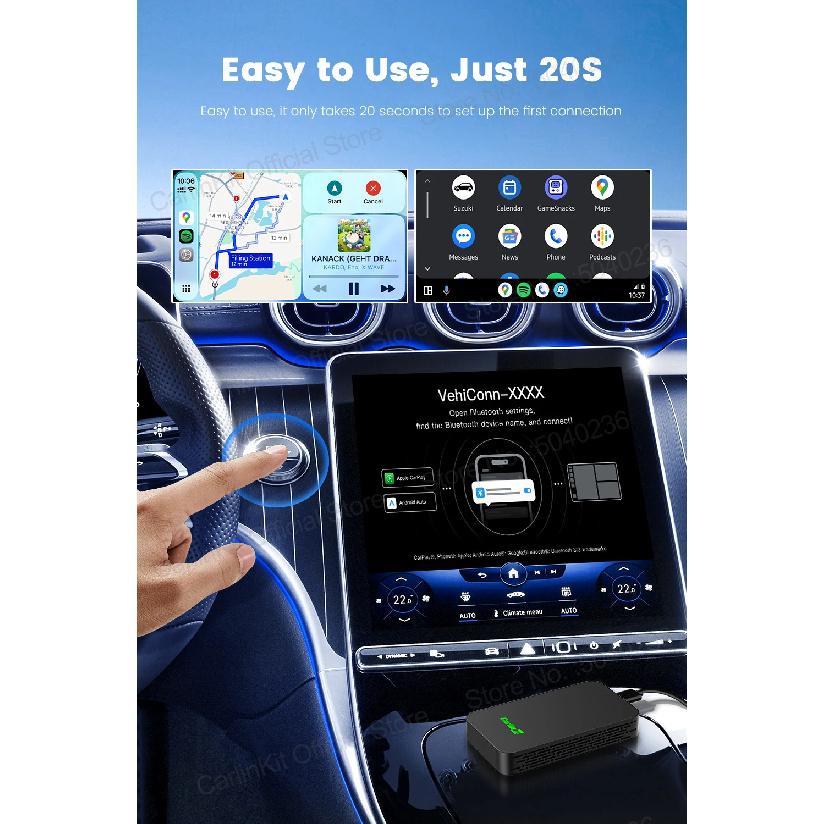 CarlinKit 5.0 C2Air Wireless Adapter Wireless CarPlay Android Auto Plug &Play 2.4Ghz&5.8Ghz WiFi BT Auto Connection For OEM Cars