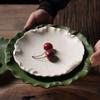 Unregelmäßiger Lotusblattteller, Keramik-Essteller, Steakteller, Dessertteller, Snackteller, Salatteller, Pastateller, japanisches Geschirr