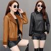 Autumn and Winter New Women's Leather Short Jacket PU Imitation Lamb Velvet Leather Jacket with Lapel