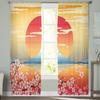 Japanese Style Sakura Sheer Voile Window Curtains Tulle Curtains Living Room Balcony Decoration Drapes