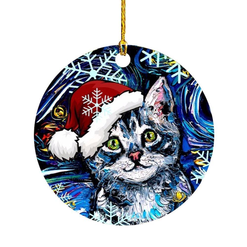 

2D Christmas Cat Dog with Hat Pendant Decorative Cartoon Cat Xmas Tree Hanging Ornaments Hanging Acrylic Xmas Dogs Cat Keychain