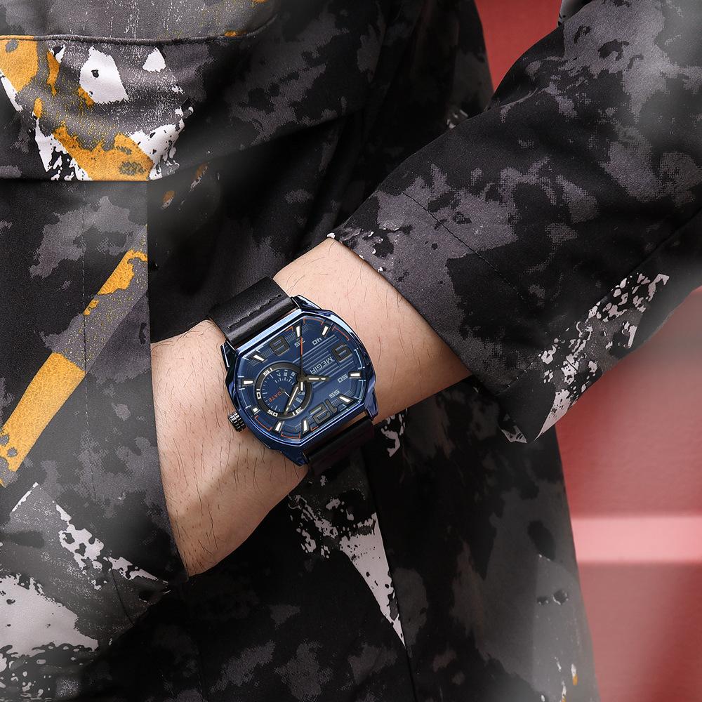 New Men's Creative Square Sports Waterproof Luminous Leather Quartz Watch