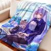Cartoon Genshin Impact Keqing Flannel Blanket Cover Warmth Soft Anime Blanket Multifunctional Decor Home Universal Blankets