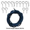Mehrzweck-Verwendung 3 Meter Vorhangdraht-Set mit 6 Haken und 6 Schraubösen-Set für Heim- und Garten-Draperie-Aufhängesets