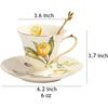 Sizikato Porcelain Cup and Saucer Set with Golden Spoon, 6oz Tea Cup Coffee Mug, Cute Lemon Pattern