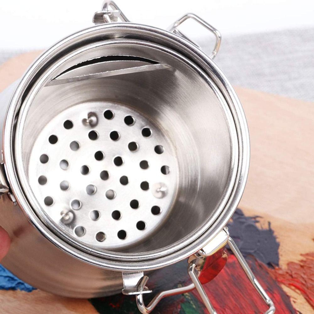 Stainless Steel Airtight Brush Washer Brush Holder Brush Cleaning Container Watercolor