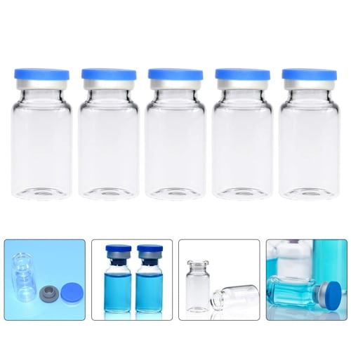 TOYMYTOY 10ml Glass Vials, Mini Bottles, Clear Vials with Rubber Stopper Lids, Perfect for Small Item Storage, Glass Bottles, Storage Containers, Divi
