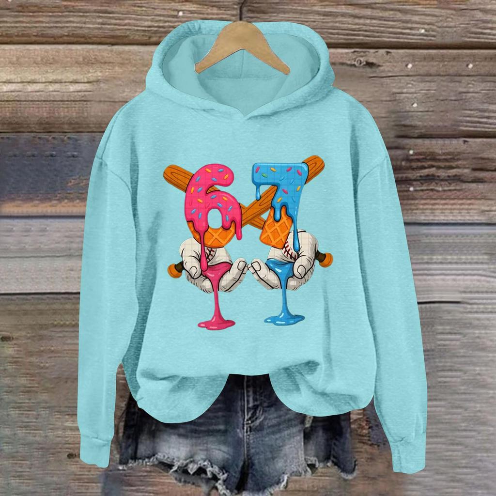 Damen Modisches Lässiges Langärmliges Bedrucktes Kapuzensweatshirt