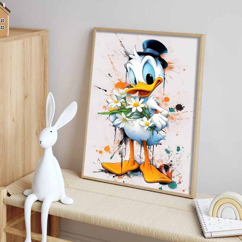 Disney 5D DIY Diamantmalerei Dekorationen Donald Duck Aquarell-Blumenstrauß Thema Kunstmalerei Diamantstickerei Strass Kreuzstich Set Handgemacht