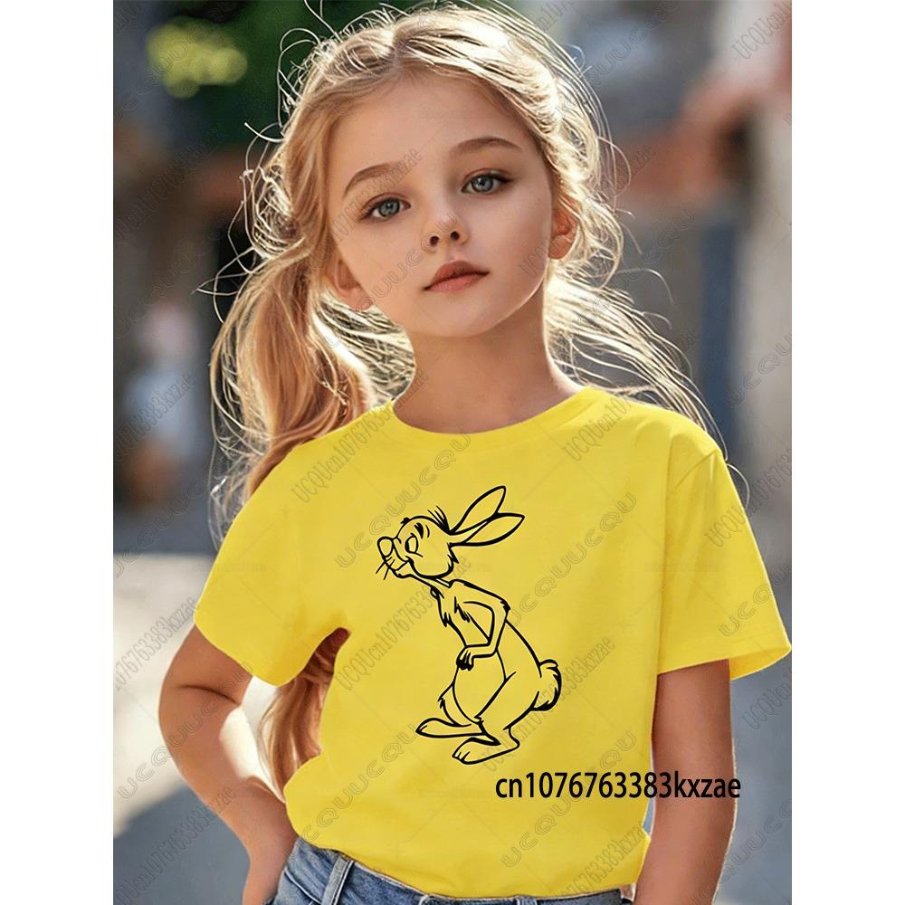 Winnie The Pooh And Friends Print T-shirt For Children Summer Cute Cartoon Short Sleeve Tshirts Boys Girls Cotton Tees Kids Tops