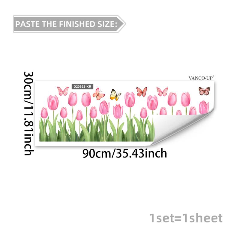 3D Tulip Flower Window Stickers Static Cling Waterproof Floral Decal Windows Decor For Home Bedroom Bathroom Glass Decoration