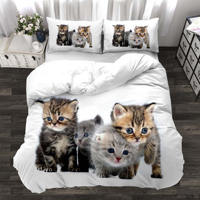 Katzen Bettbezug Set Für Jungen Mädchen Niedliches Tier Bedrucktes Bettwäsche Set Haustier Thema Bettdeckenbezug Haustier Tagesdecke Abdeckung Steppdeckenbezug Set