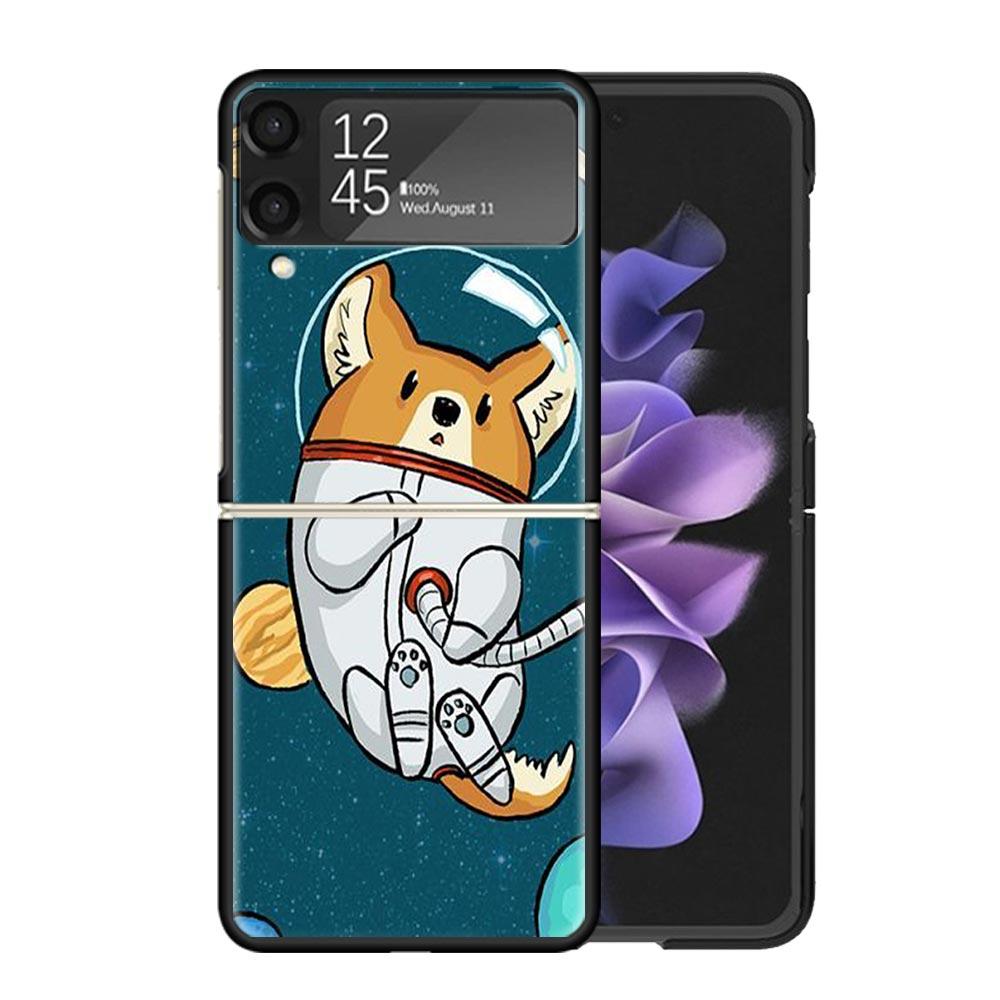 Cartoon Corgi Cute Dog Clear Phone Case For Samsung Z Flip 7 6 5 4 3 Galaxy ZFlip7 ZFlip6 ZFlip5 ZFlip4 ZFlip3 5G Print Cover Z