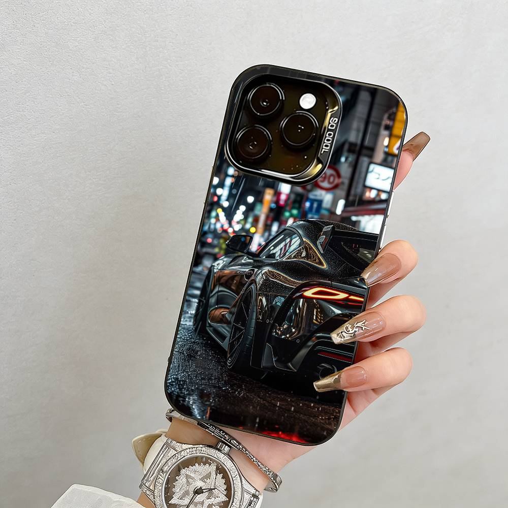 Sportwagen Handyhülle Für iPhone 17,16,15,14,13,12,11 Plus,Pro Max,XS,Bunte Silber Schwarz Hülle
