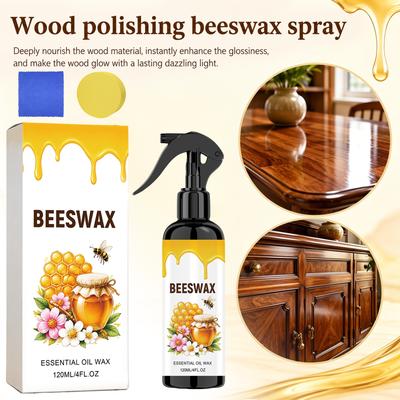 Beeswax Furniture Polish Spray 120ml Essential Oil Wax for Wood Protection and Surface Care with Microfiber Cloth Included