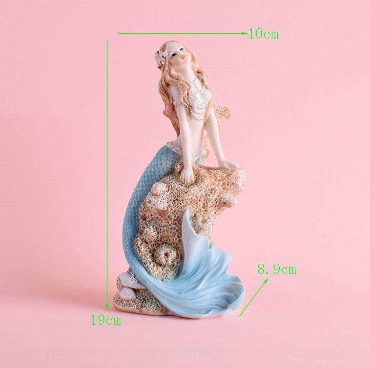 Nordic Resin Cute Mermaid Princess Figurines Fish Tank Ornaments Kawaii Decor Home Furnishing Decoration Crafts Birthday Gifts