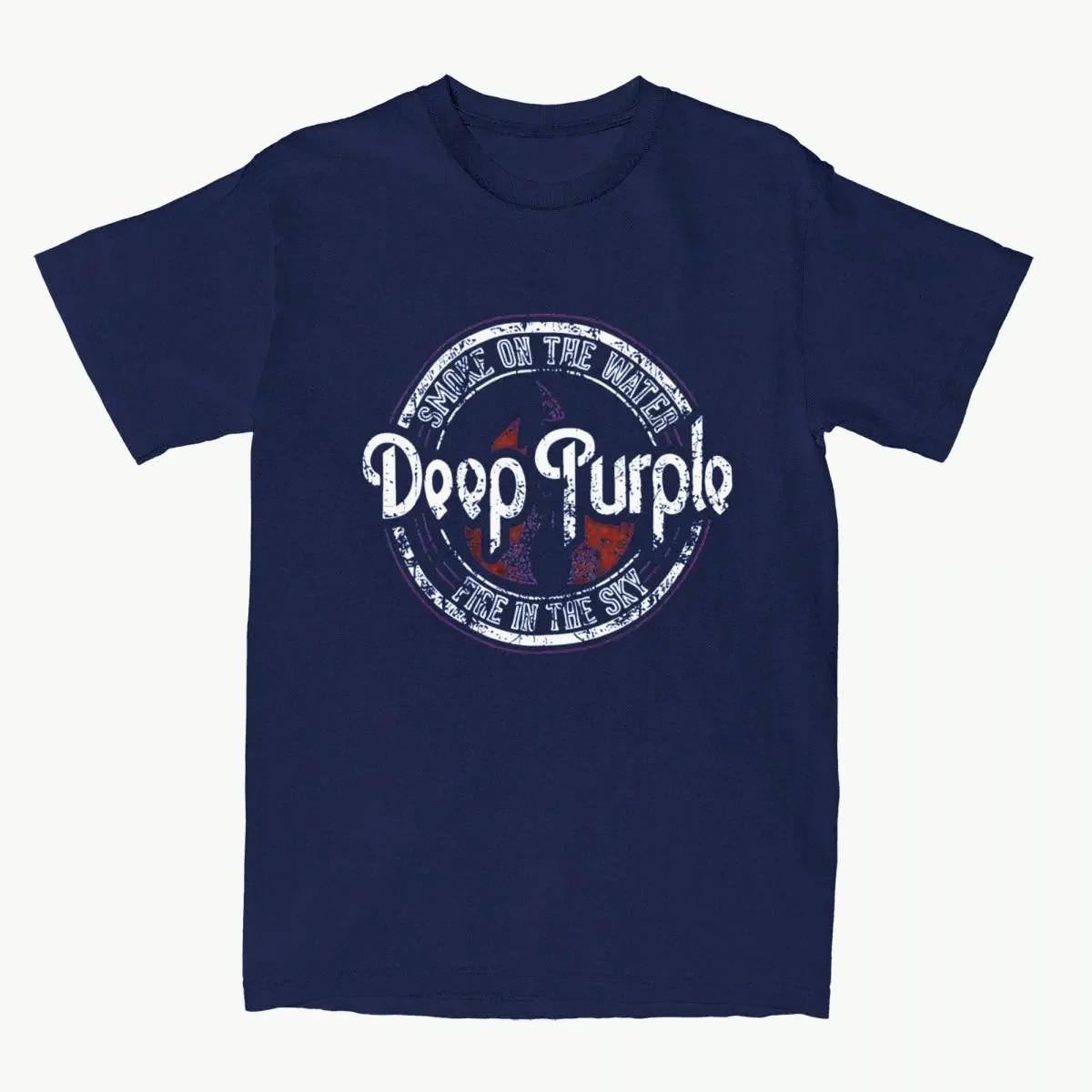 

Летняя ретро хлопковая футболка темно-фиолетового цвета с принтом Smoke On The Water, футболка с коротким рукавом, мужская, женская, футболка с круглым вырезом, повседневные топы 4XL