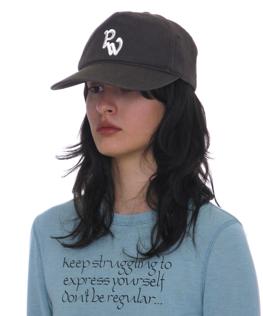 PARTIMENTO WOMEN Washed Pw Embroidered Grandad Cap_Charcoal