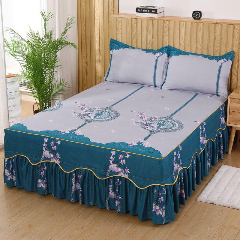 Home Textile Bedcover European Style Bedspread Polyester Cotton Bed Skirts Flowers Colourful Bed Linings150X200cm Queen Size