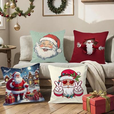 S-Santa C-Claus Pillow Case Square Pillow Bedroom Sofa Leisure Comfort Cushion Living Room Home Decoration