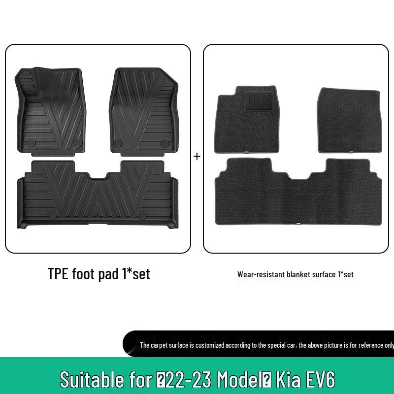 Kia EV6 2022-23 TPE Floor Mats - Complete Car & Trunk Coverage, Includes Backrest Mat