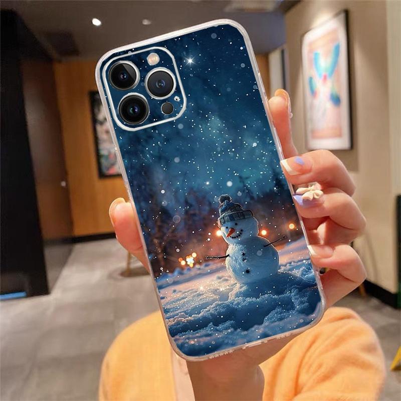 Phone Case For iphone 17 Pro Max 16 15 14 13 Pro Max 17 Air 15 16 Pro 15Plus Cute Snowman Christmas