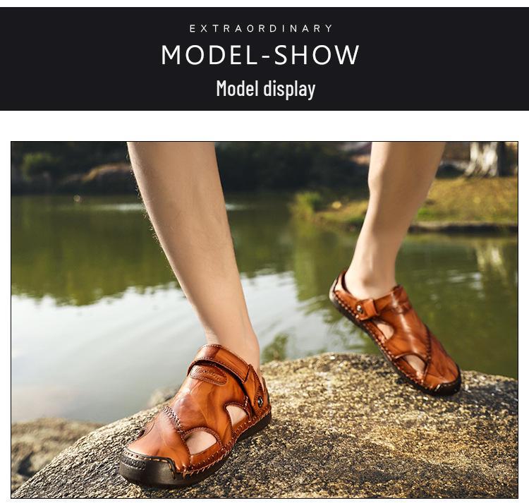 2025 Men's Toe-Loop Leather Sandals: Casual, Breathable Dual-Use Summer Sports Shoes