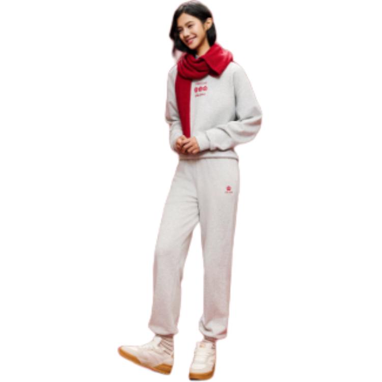 Anta X Good Things Happen Collaboration Life Series Casual Simple Lace-Up Cuffed Fleece Loose Knit Sports Pants Women Bottoms 962618302-1