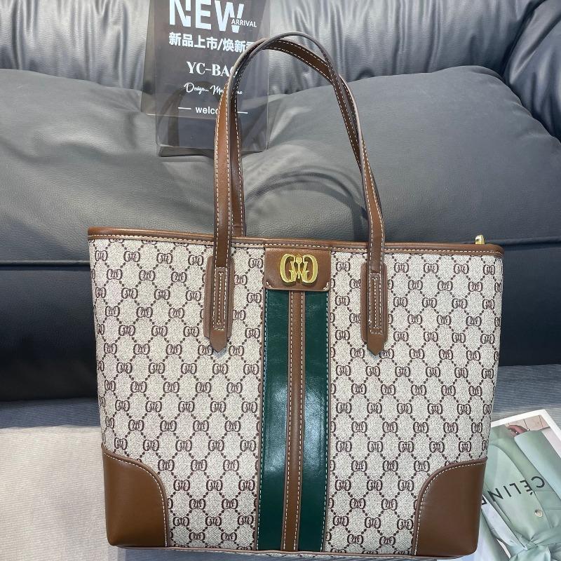 Large capacity light luxury fashion tote bag high texture retro presbyopia shoulder bag commuter bag