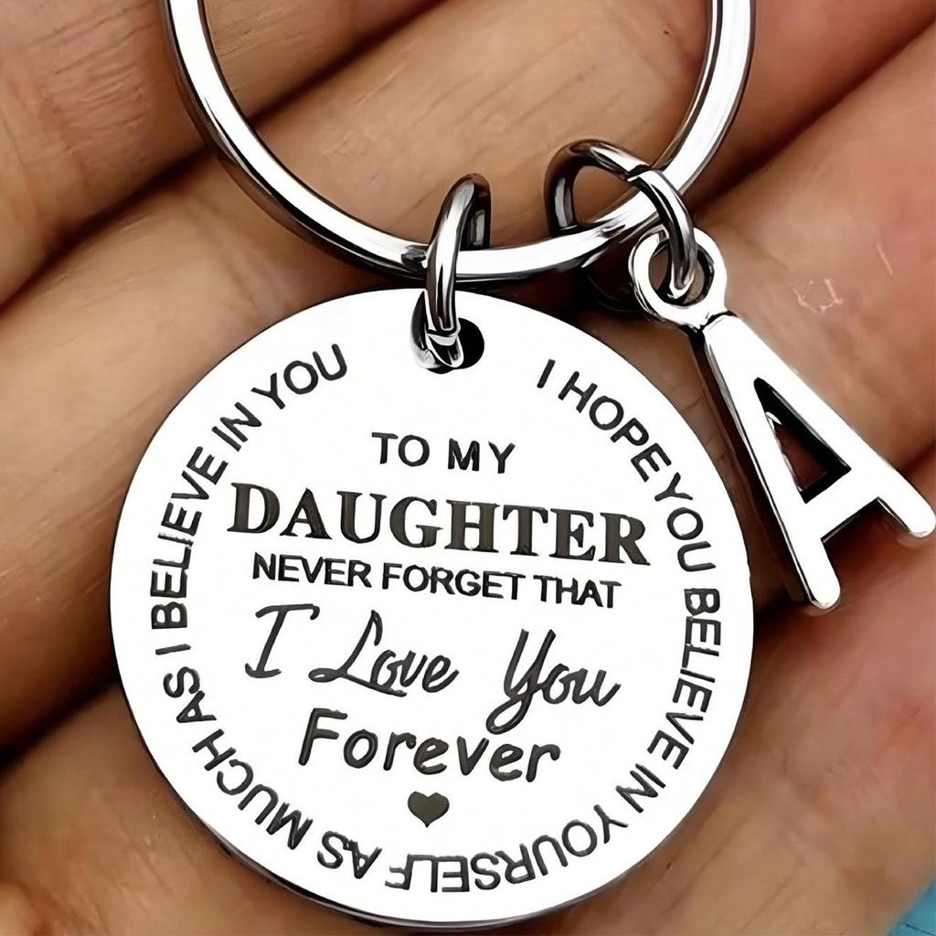 Letter Stainless Steel Keychain Creative Gift To My Son Daughter Stainless Steel Keychain for Mothers Day and Fathers Day Backpack Bag Pendant