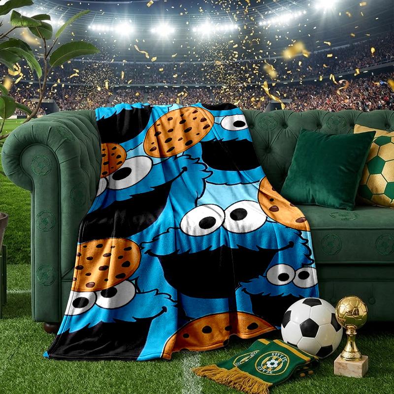 Colorful Sesame Muppets Together Throws Blanket Flannel Blankets Plush for Couch Bed Gifts for Men Women Travel picnic blanket Christmas fan gifts