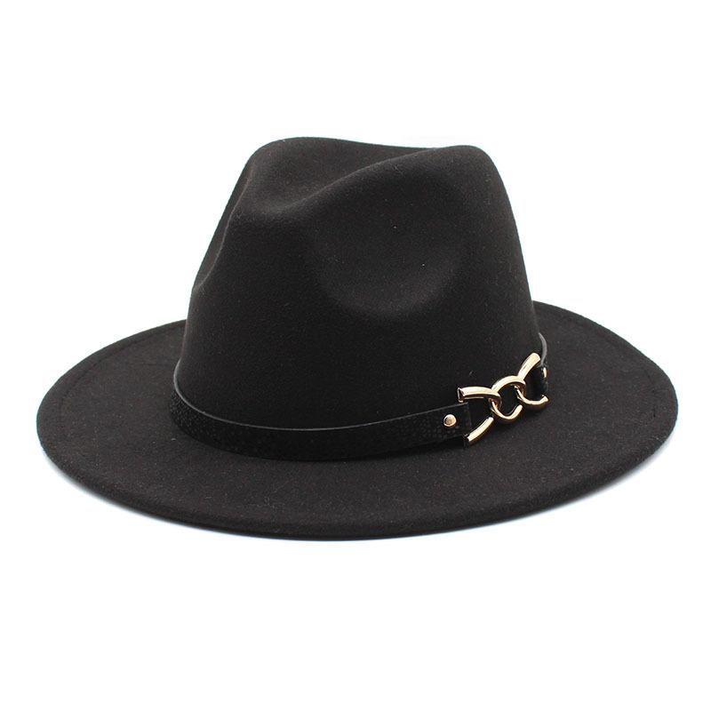 Big Brim Brown Belt British Retro Felt Hat Western Denim Woolen Tibetan Hat Jazz Hat