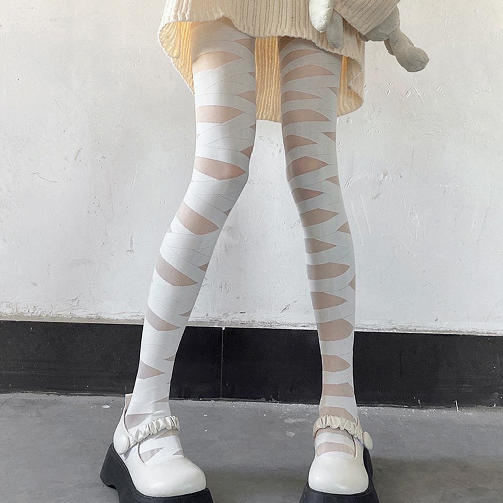 Gothic Cross Bandage Design Pantyhose Soft Tights Women Sexy Temptation Tights Stockings Punk Harajuku Cosplay Stockings