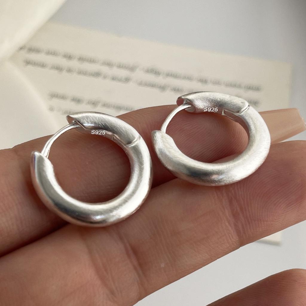 925 Sterling Silver Vintage Earrings For Women Simple Round Shinning Earring Jewelry Prevent Allergy Party Accessories Gift