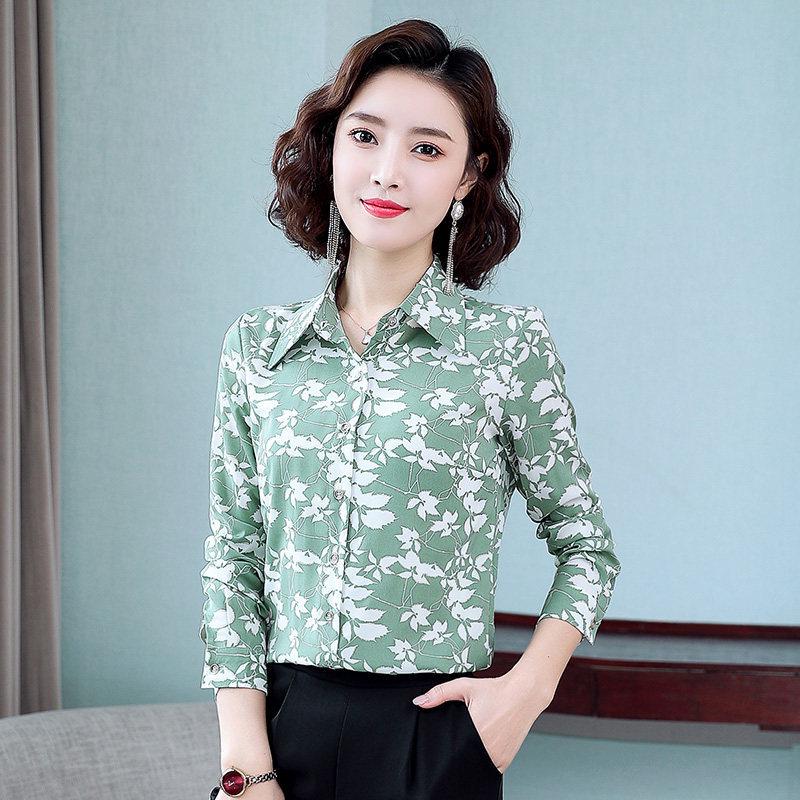 

Женская осенняя рубашка из шифона с цветочным принтом и длинными рукавами в стиле ретро S