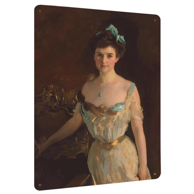 

Vintage European Noble Lady Portrait Metal Iron Painting Living Room Study Wall Art Decorative Hanging 20x30cm（7.8x11.8inch）