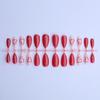 Almond wearing nail red glitter pearlescent love solid color simple high-end nail nail piece