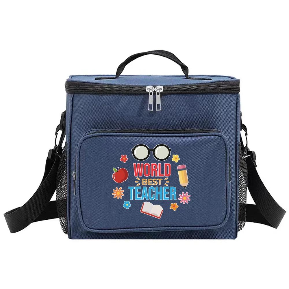 Insulated Bags Portable Shoulder Lunch Bag Waterproof Cooler Box Thermal Organizer Handbag for Men and Women Teacher Pattern