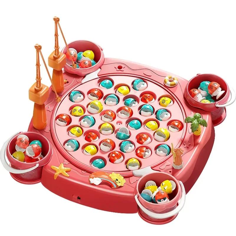 Kids Magnetic Fishing Play For Children Electric Fishing Toy Have Music Spinning Games Fish Rod Education Baby 3 Year Gifts Toys